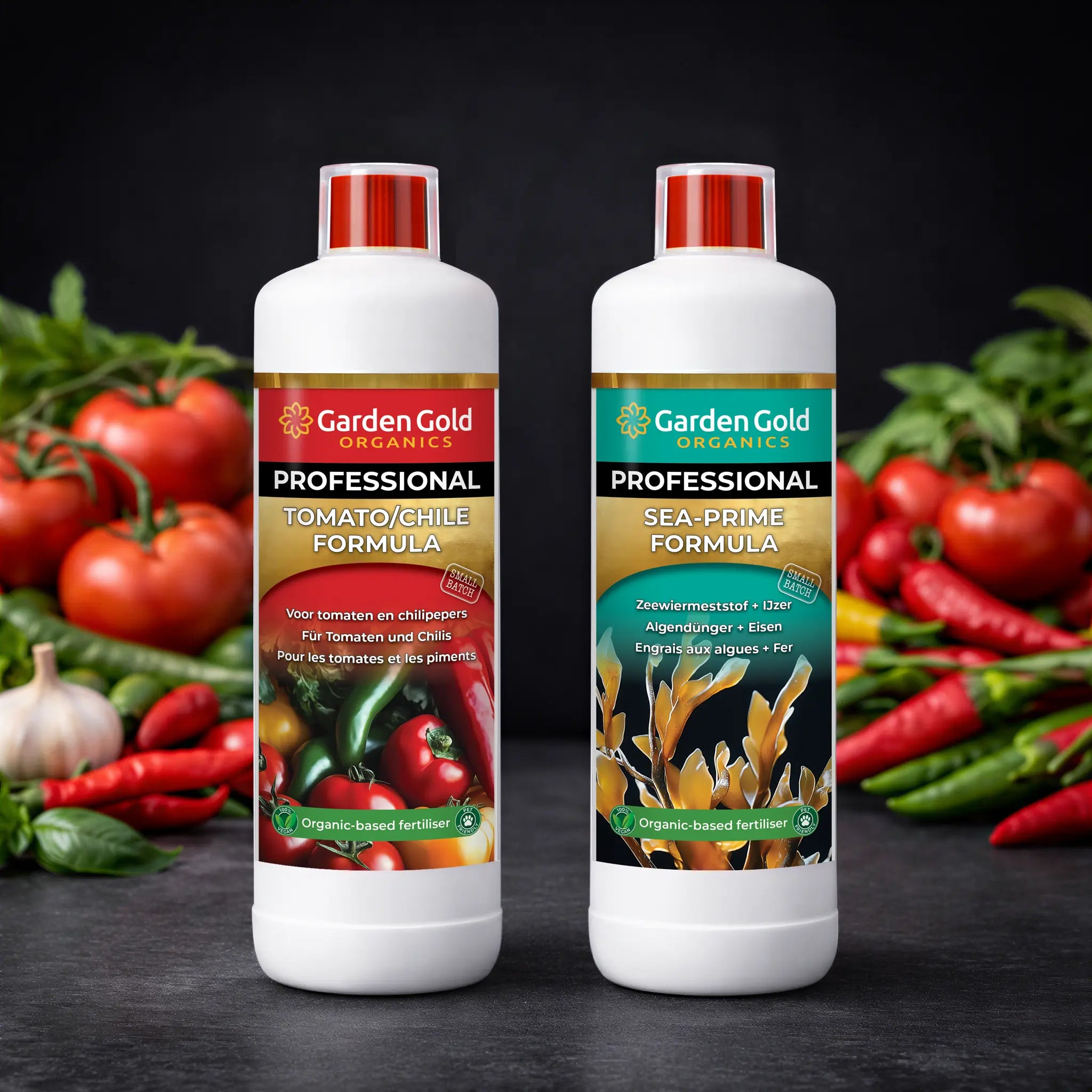 Garden Gold - Tomato & Chile Starter Pack with Tomato/Chile Formula and Sea-Prime Formula for tomatoes, peppers and paprika